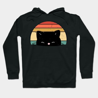 Retro sunset Cute Black Cat face Hoodie